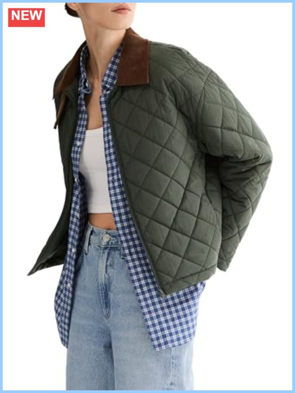 Quilted Cropped Puffer Jacket Zip Up Lightweight Polyester Water Repellent with
